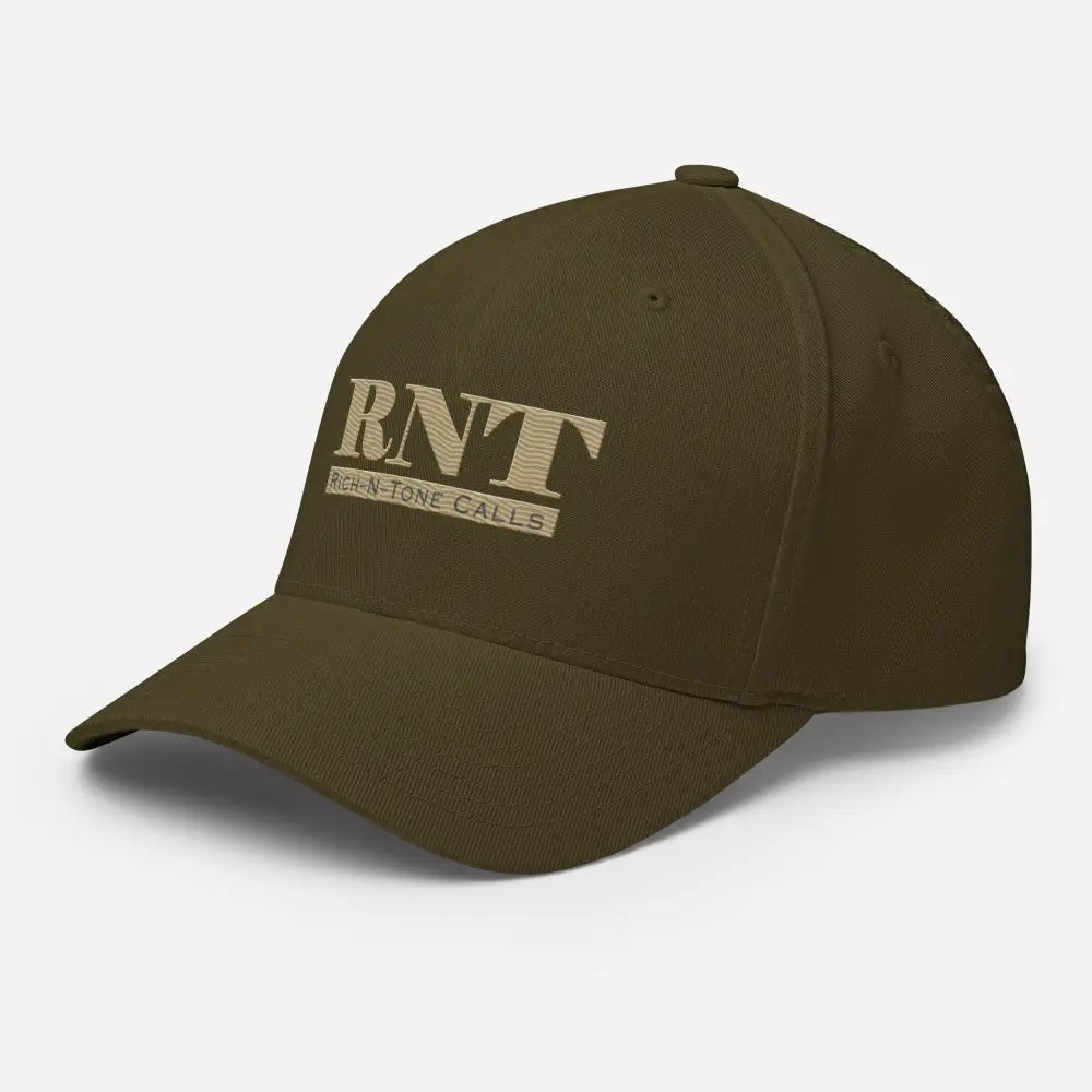 RNT Dry Earth Logo Embroidered Structured Twill Cap - Stretch Fit - Olive / S/M