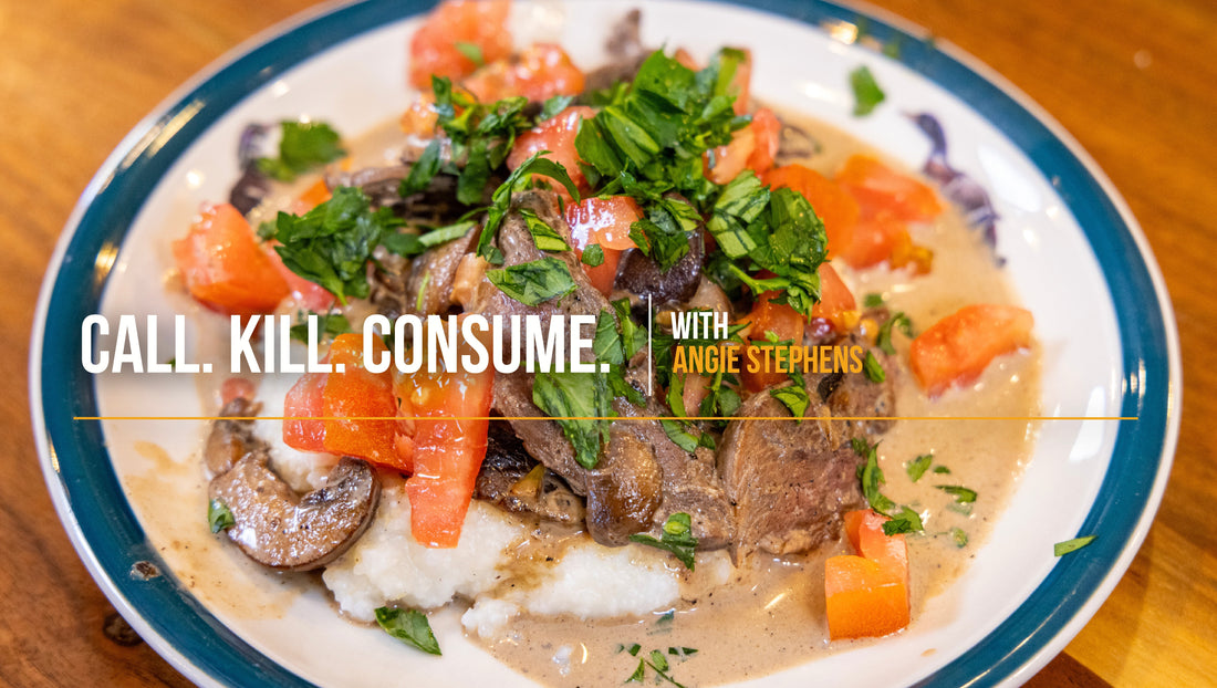 Duck and Mushroom Ragout on Herbed Polenta