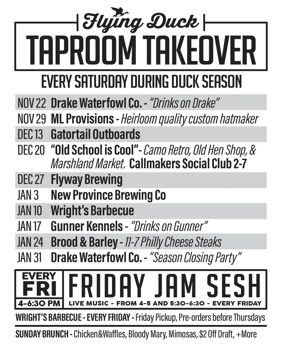 ’flying duck taproom takeover poster’