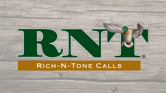A logo for ’Rich-N-Tone Calls’ featuring a flying duck.